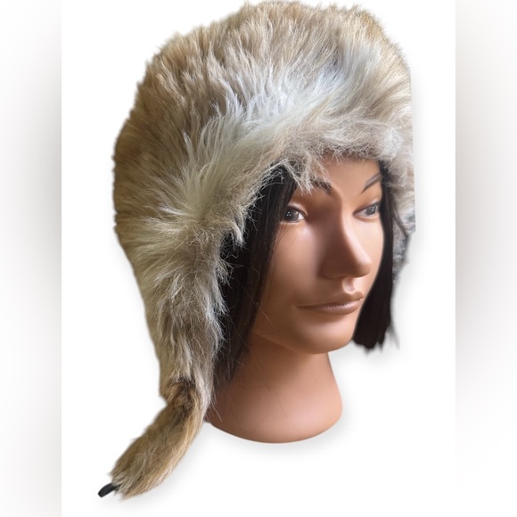 1960’s Vintage Faux Fur Winter Hat with Neck Strap, Light Brown Fur, Deadstock main image 7